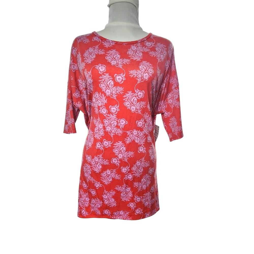 LuLaRoe Irma Tunic Top Size Medium New With Tags Pink Purple Floral USA